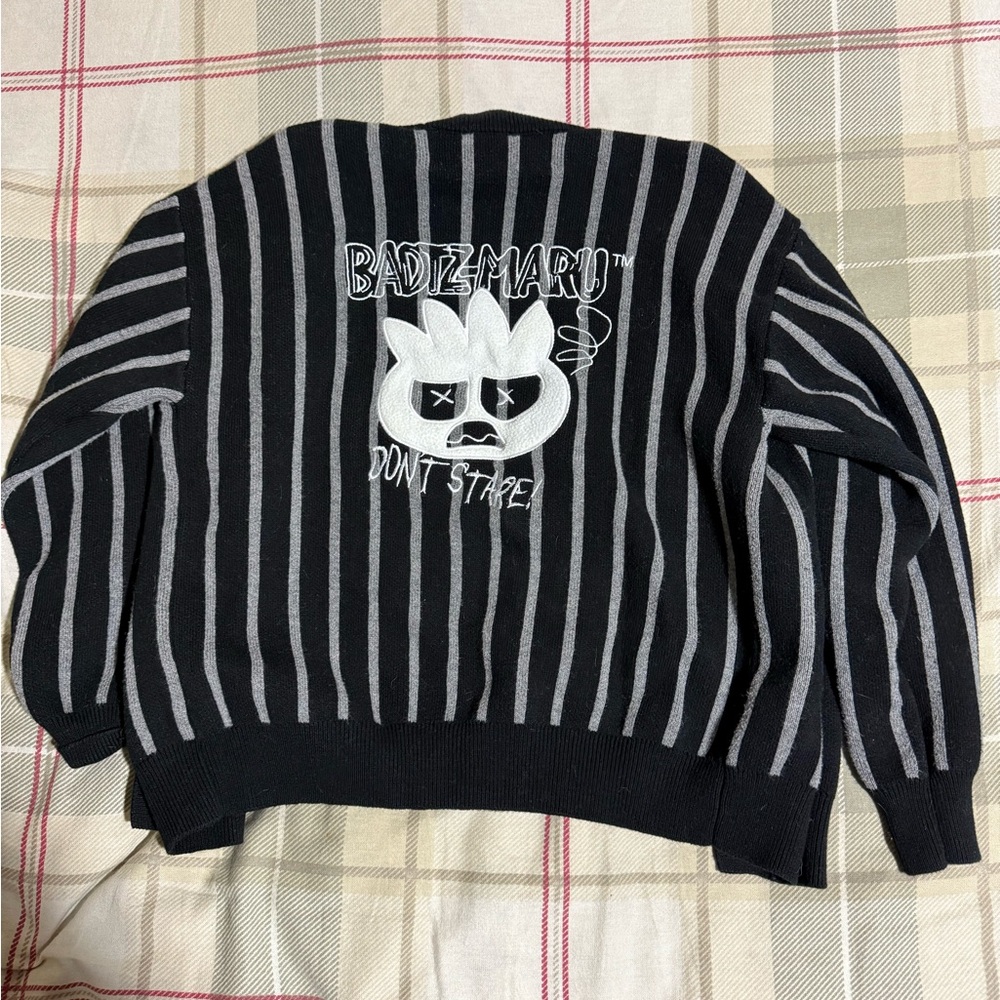 Kids Striped Cardigan with Graphic Design - Picture 2 of 5